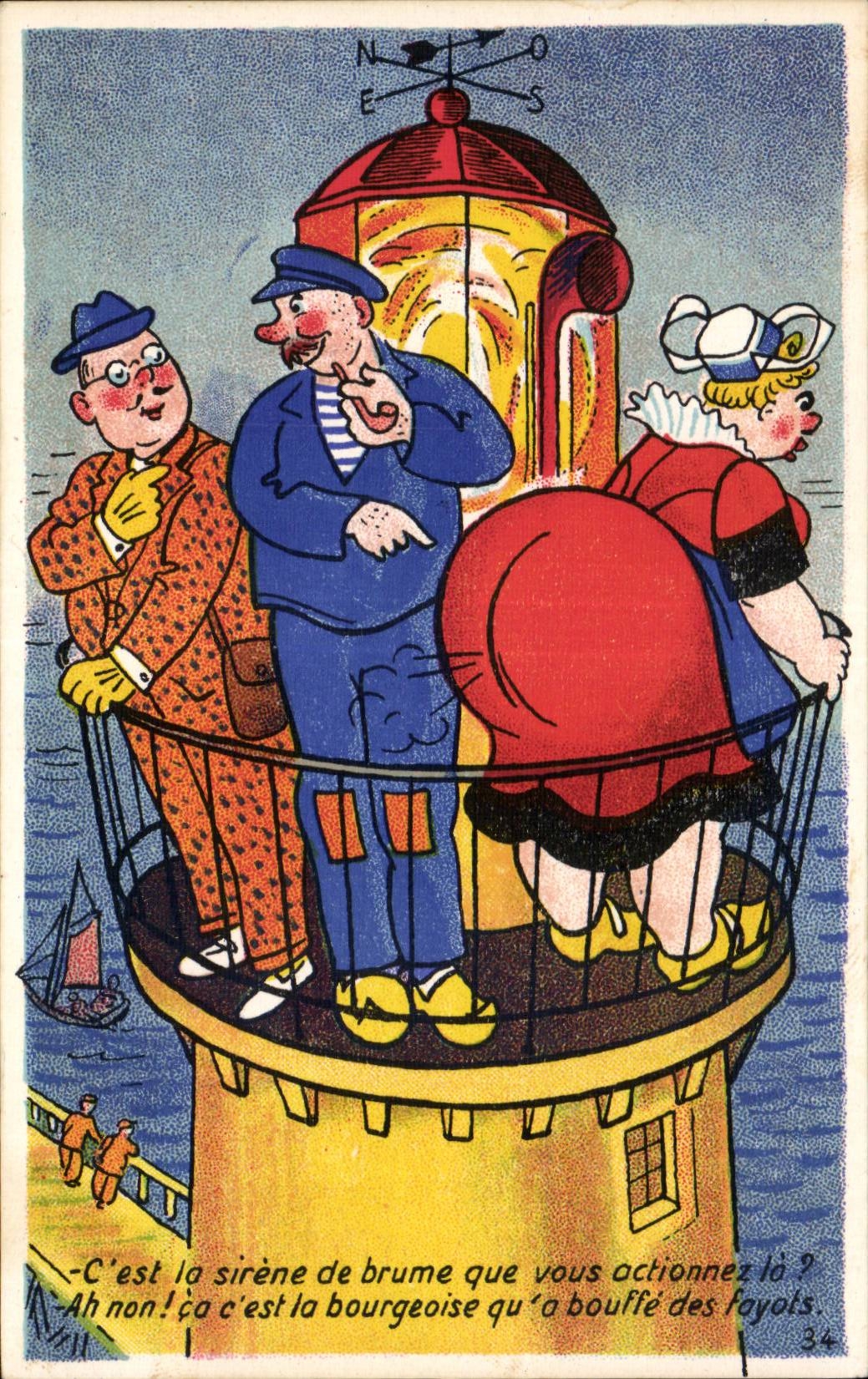 Humour - Humoristique - Illustration Phare Femme forte Lighthouse - CPA