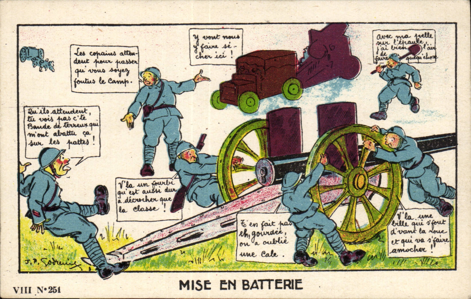 Militaria - Humor - Humorous - Canon Illustration Put out of battery - CPA