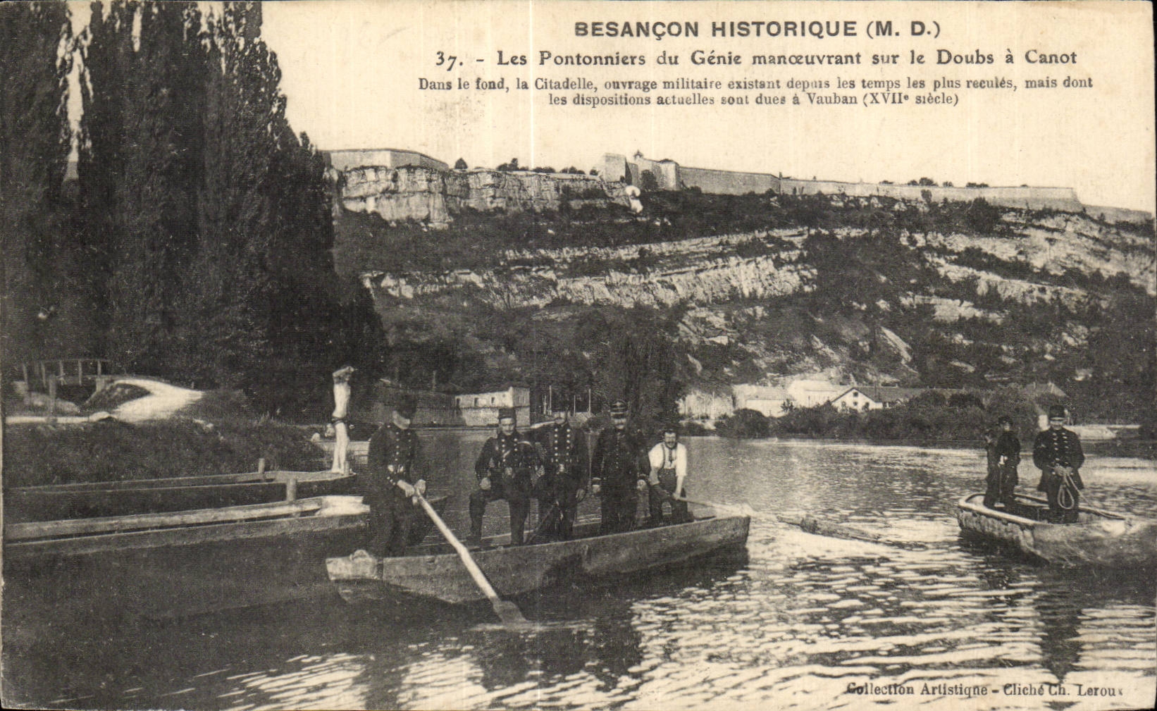 Besancon Historique - Les Pontonniers du Genie manoeuvrant sur le Doubs a Canot - CPA