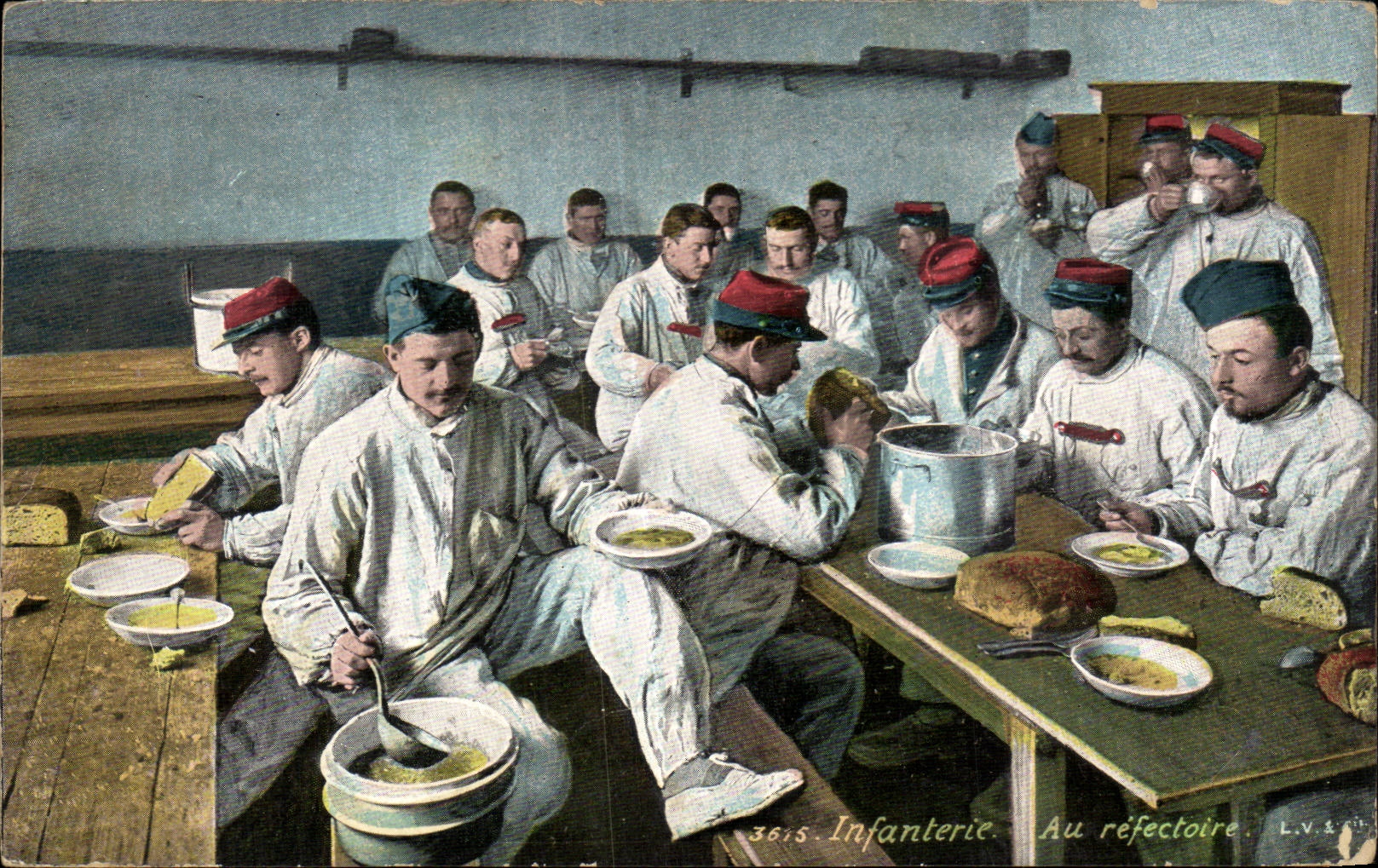 Infanteria de Militaria de la fantasia de CPA con el refectorio