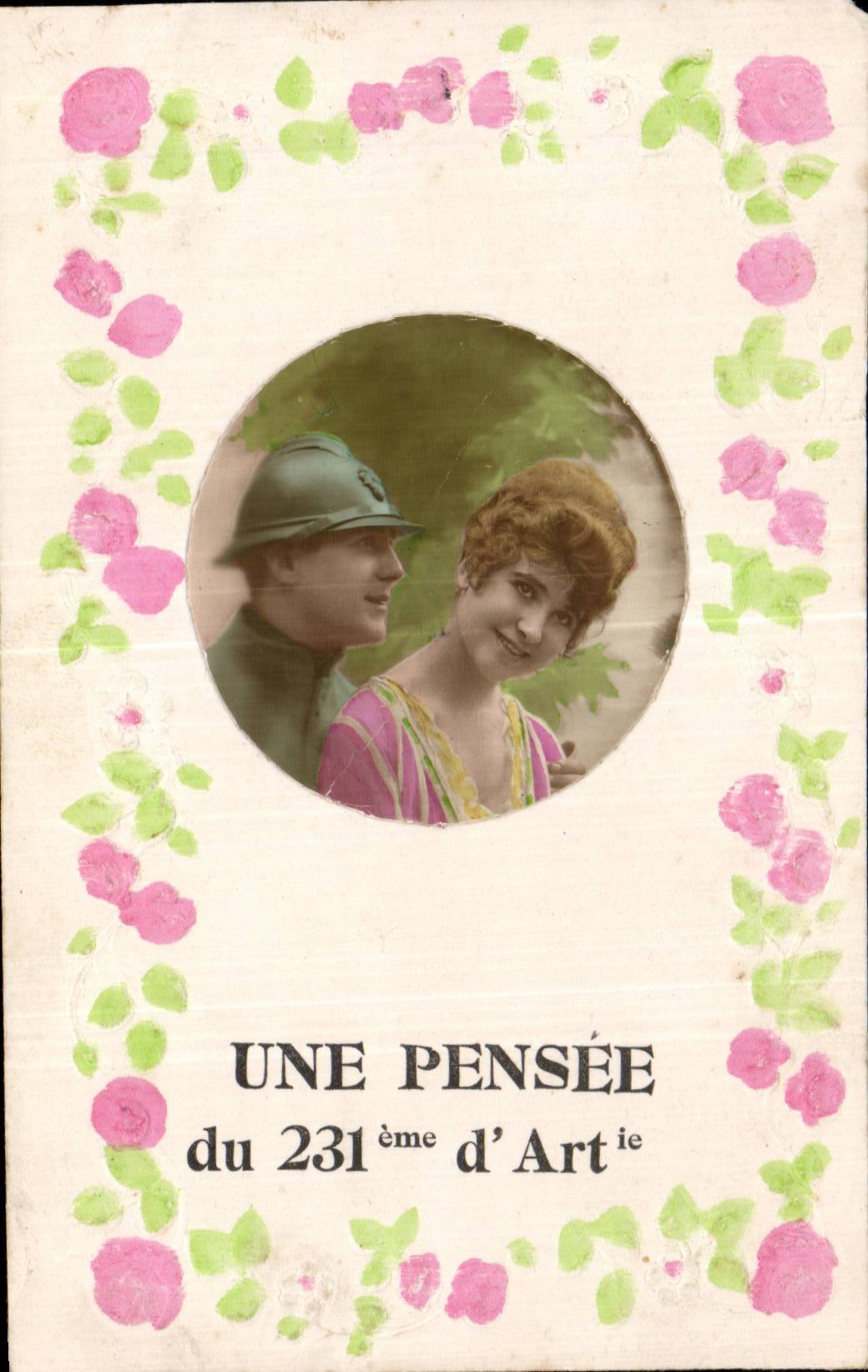 CPA Fantaisie Femme Une pensee du 231eme d artillerie 