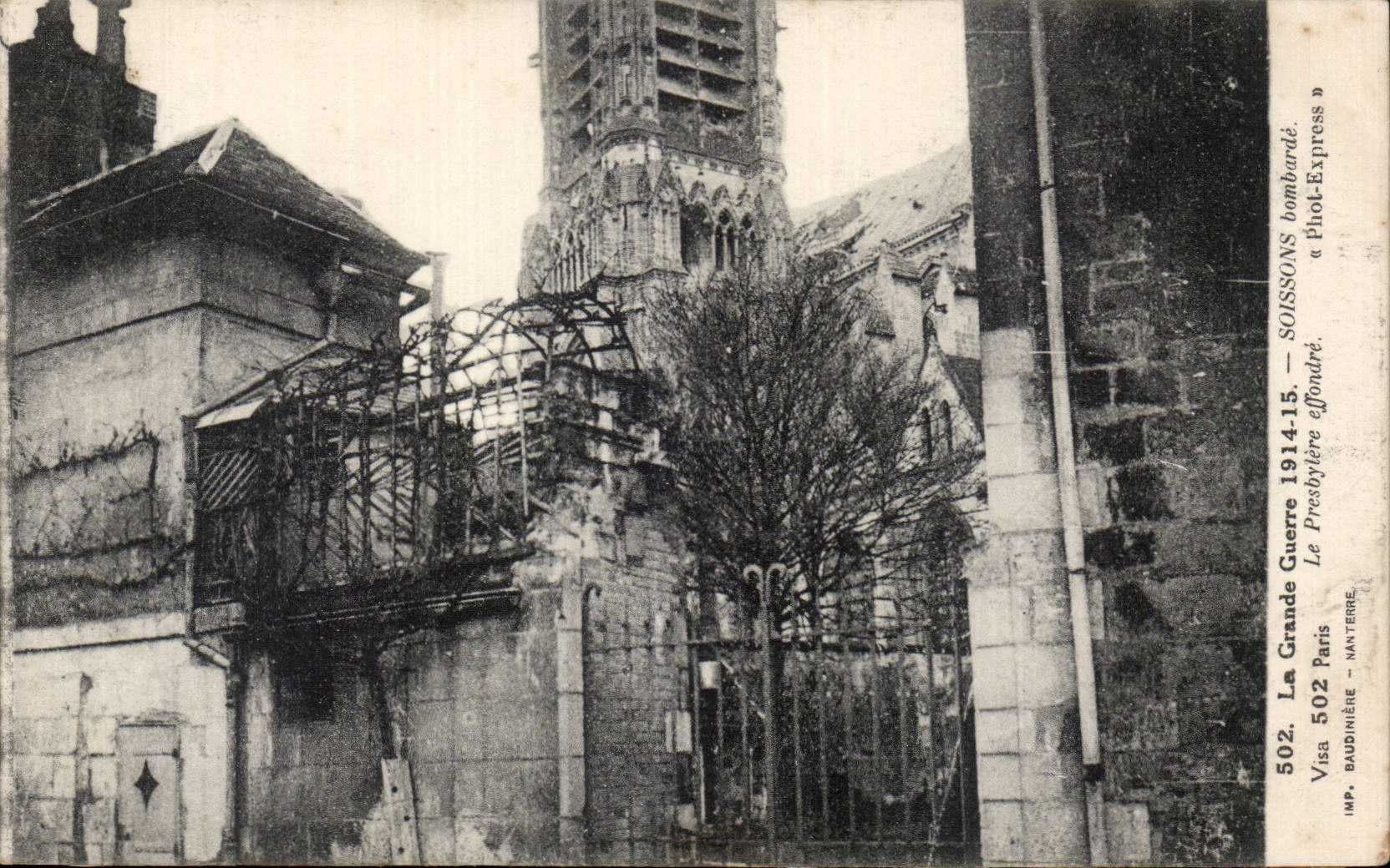 CPA Militaria the Great War 1914 Soissons the presbytery breaks down