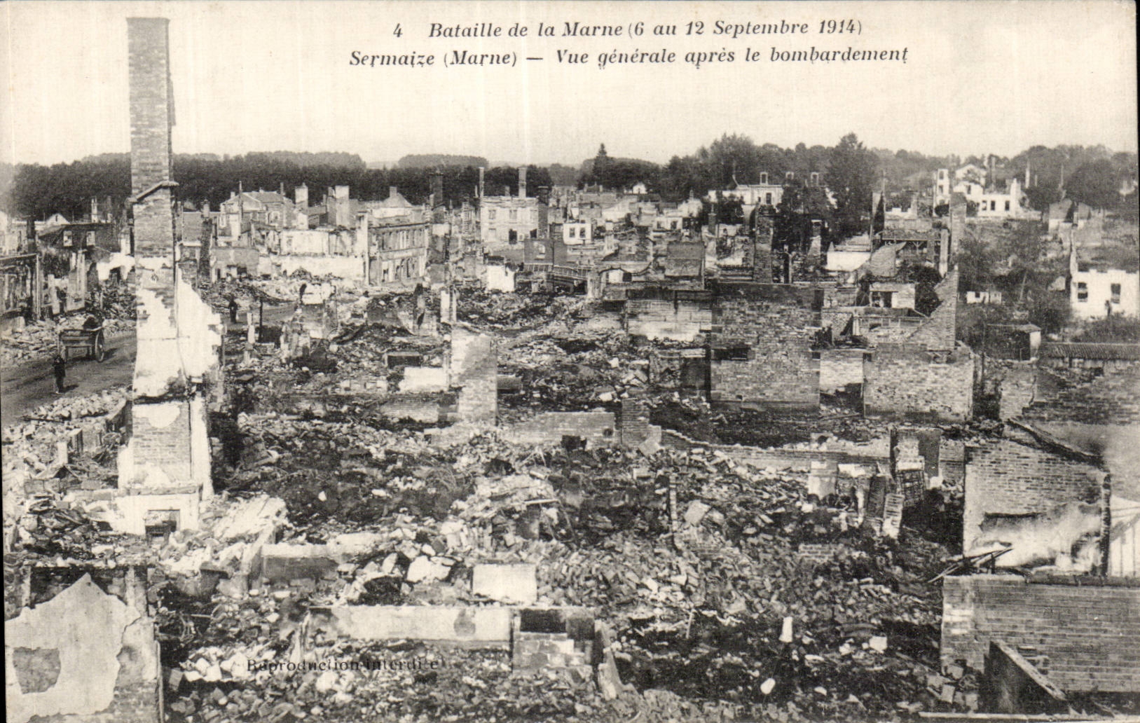 CPA Militaria Guerre 1914 Battles of the Sermaize Marne View after the bombardment