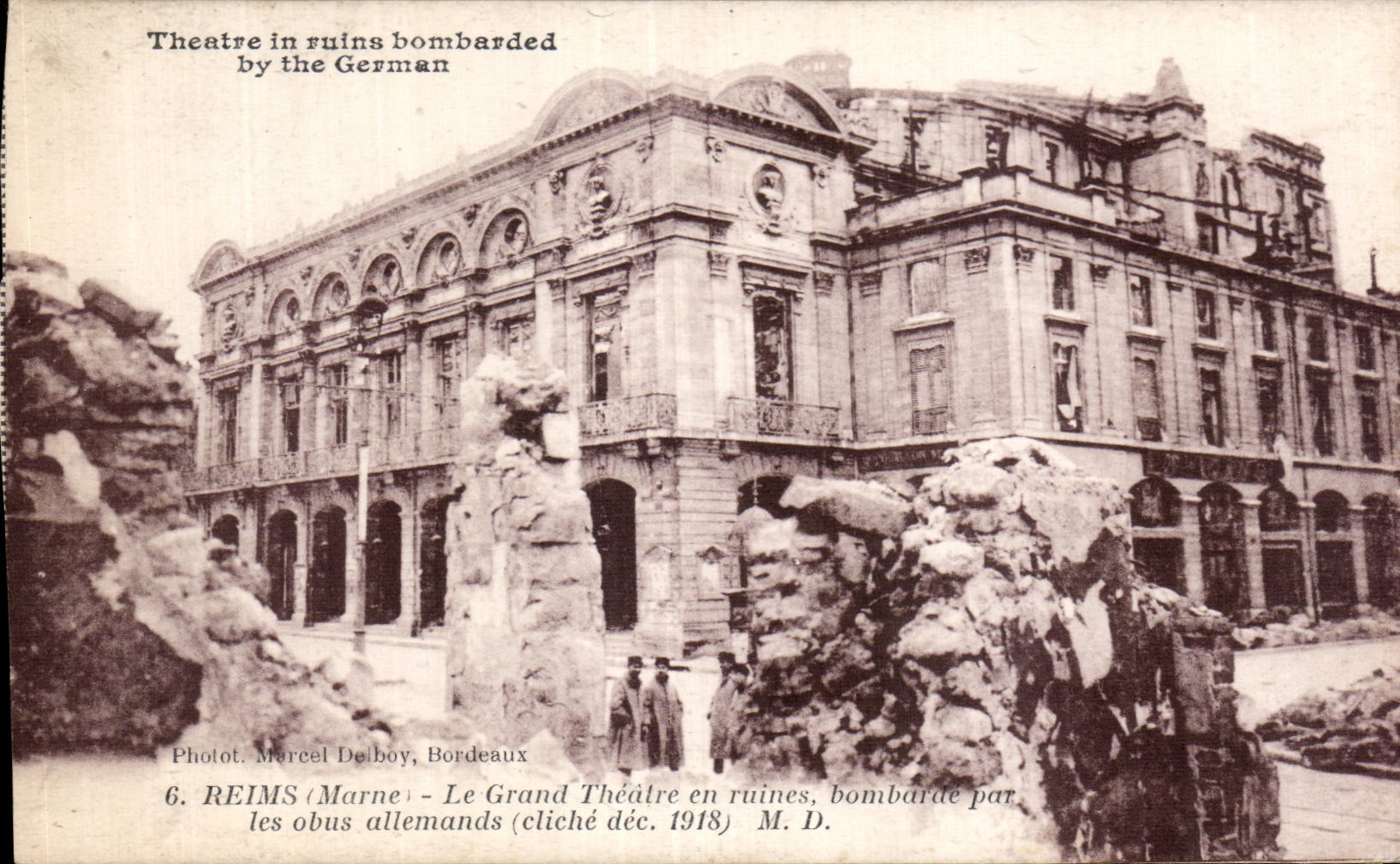 CPA Militaria Guerre 1914 Reims the large theater in ruins bombards by the German shells