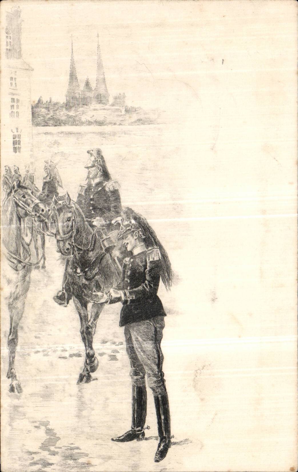 Dragones del uniforme CPA Militaria