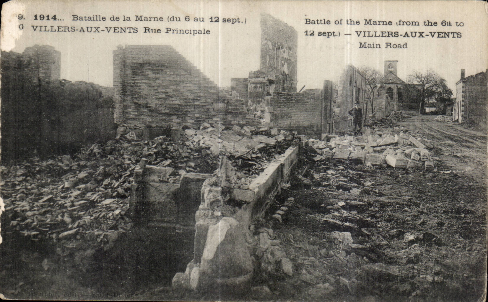 CPA Militaria Battles of the Villers Marne to the Winds Main street