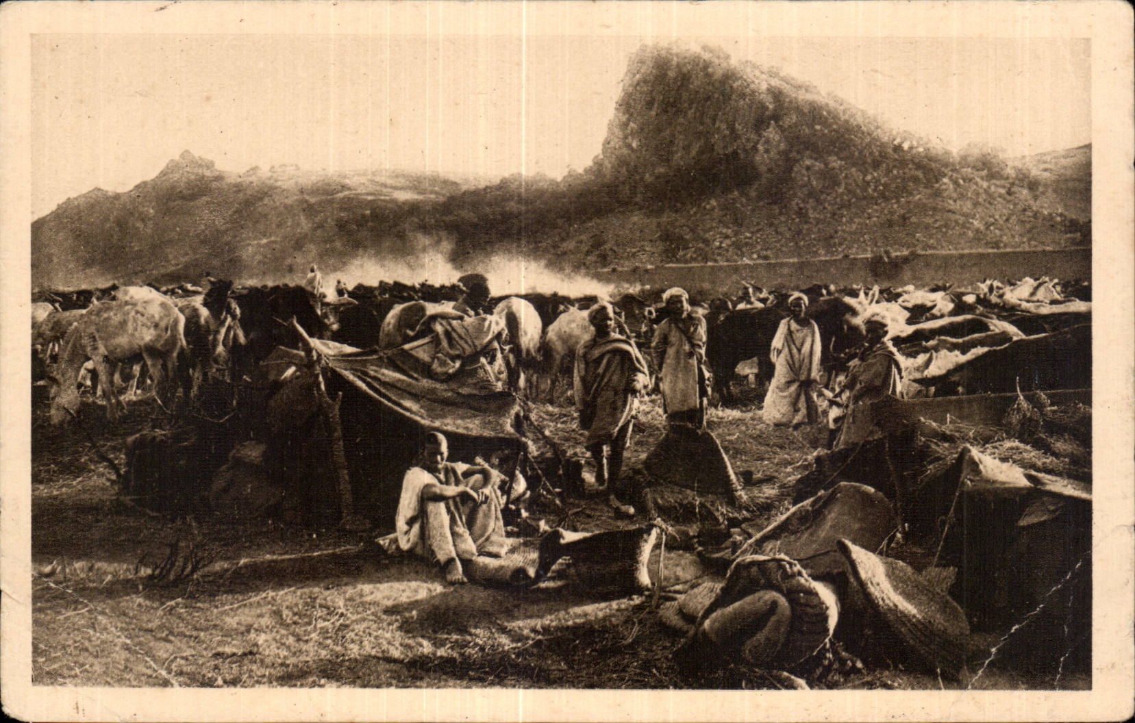 CPA Militaria la guerra en Marruecos Convoi civil tiene Aicha Ain