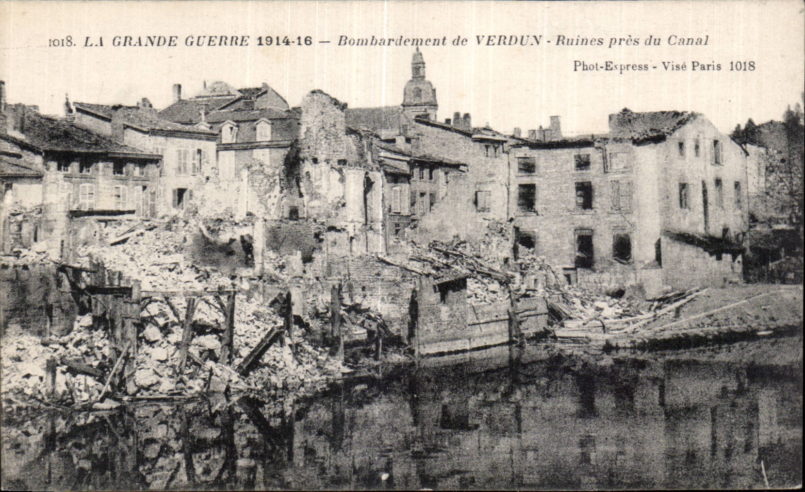CPA Militaria War of 1914 Bombardment of Verdun Ruins close to the canal