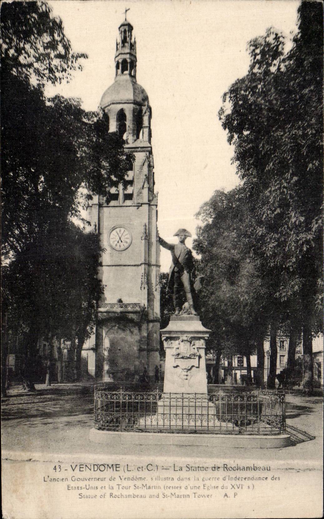 CPA Vendome La statue de Rochambeau 