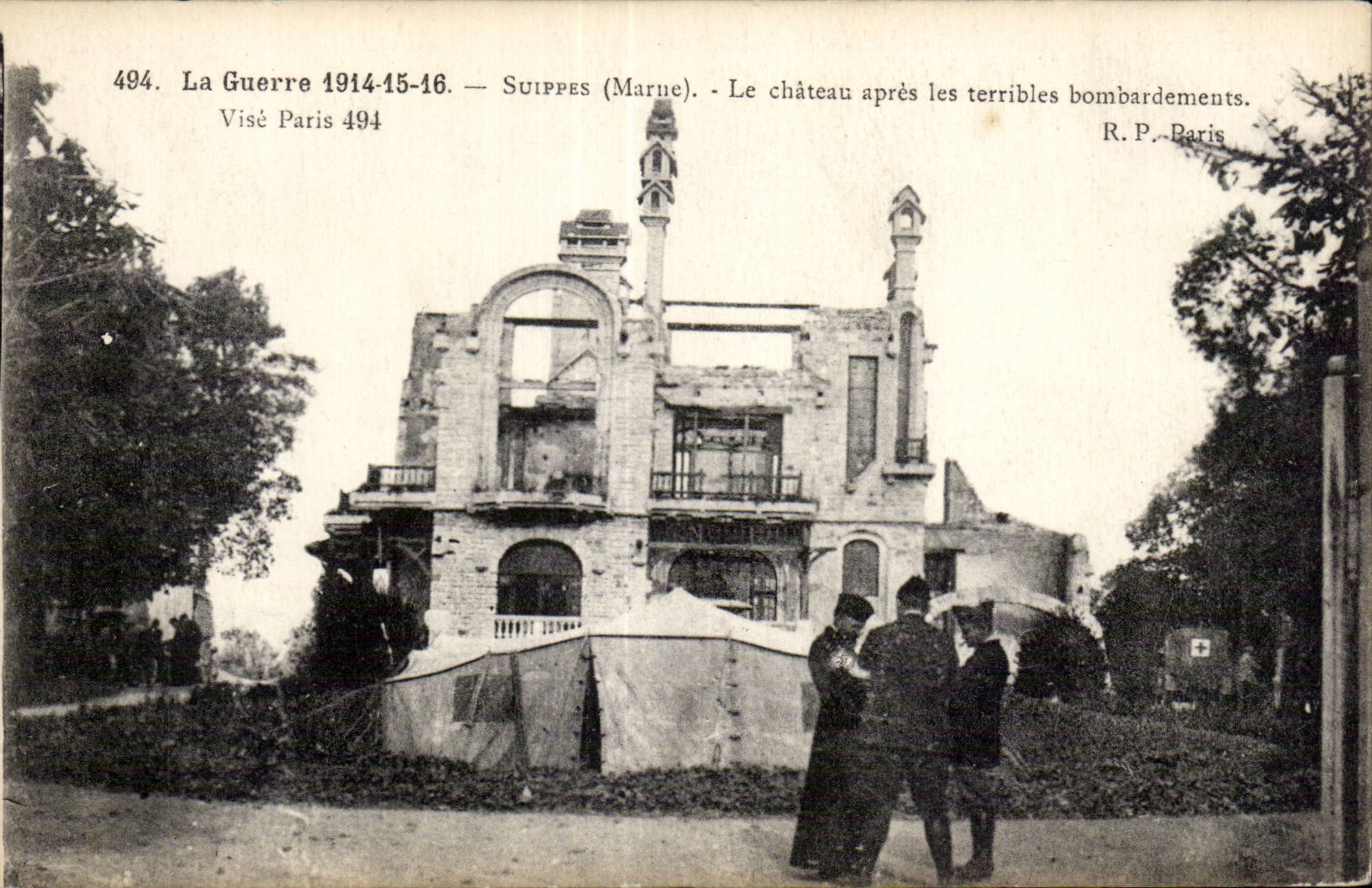 CPA Militaria the war 1914 Suippes the castle after the terrible bombardments
