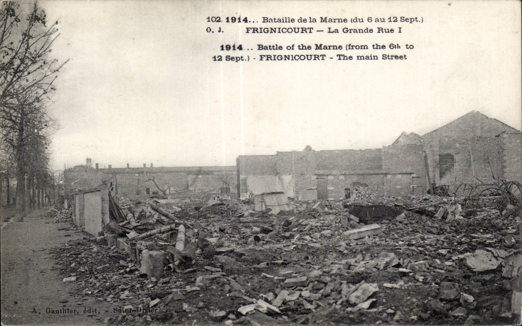 CPA Militaria the war 1914 Battles of the Frignicourt Marne main street