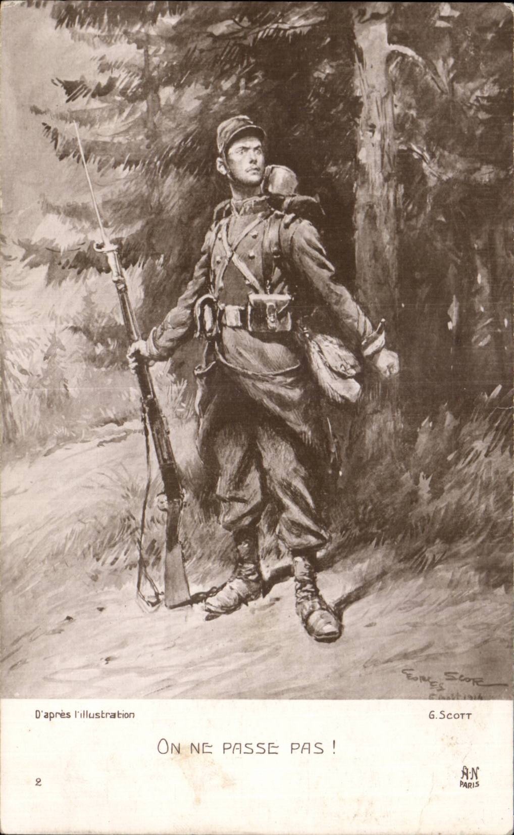 CPA Militaria One does not pass! Hairy