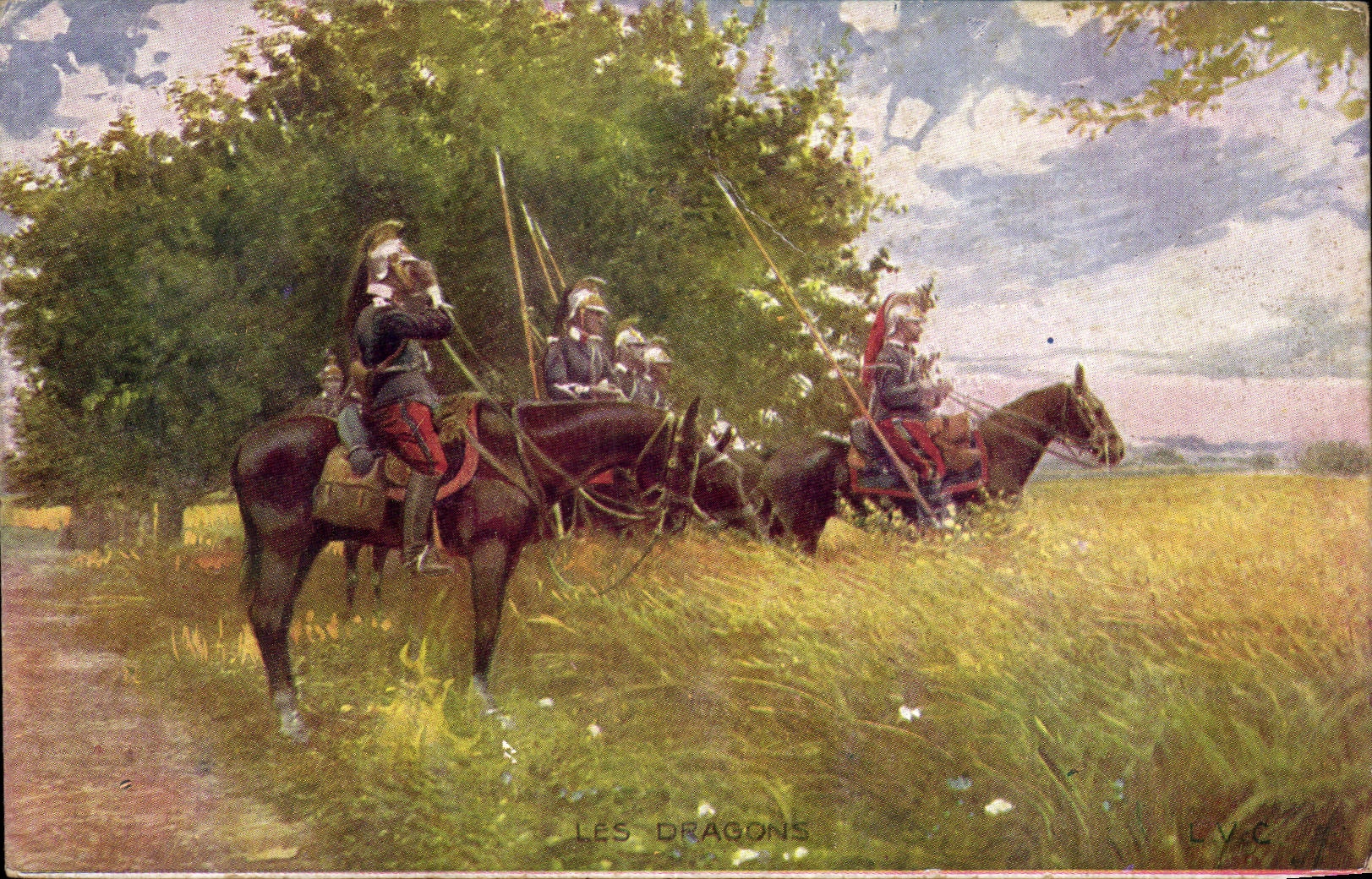 CPA Militaria Les dragons Cheval Horse