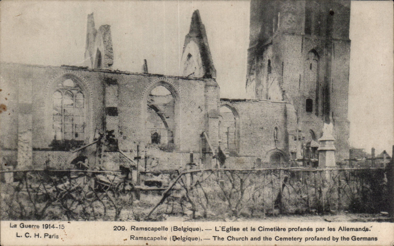 Iglesia de CPA Militaria Ramscapelle Belgica y los laicos del cementerio del alemAn