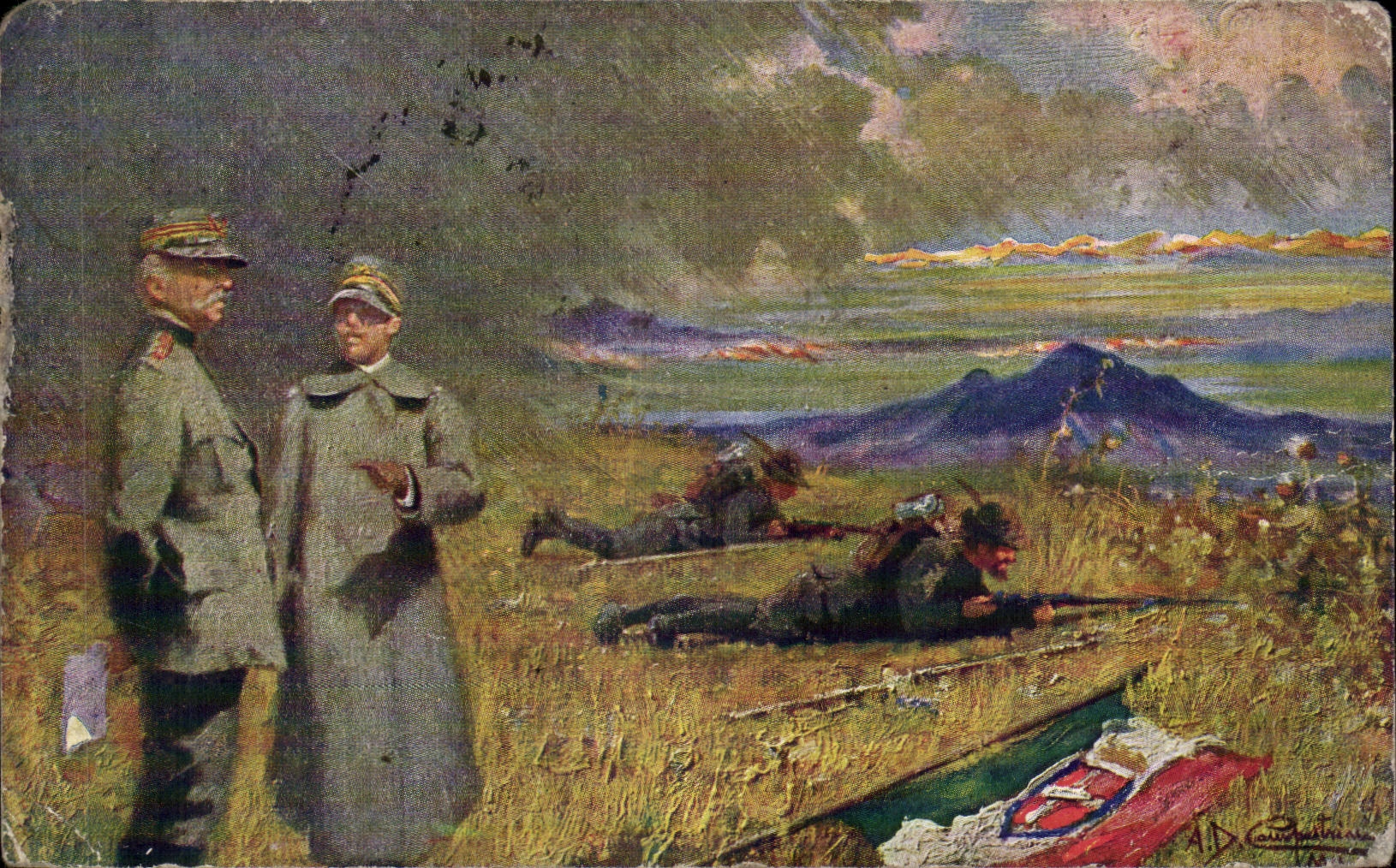 Oficiales de los soldados de CPA Militaria en la cara