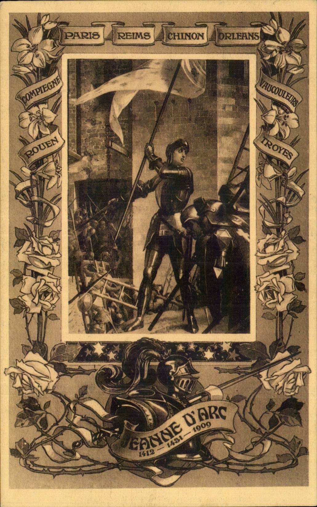 CPA Jeanne arc Paris Reims Chinon Orleans