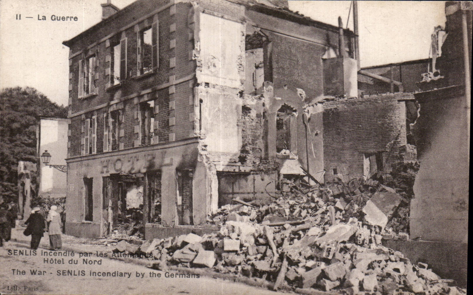 CPA Militaria Senlis fija el fuego por al hotel alemAn del norte