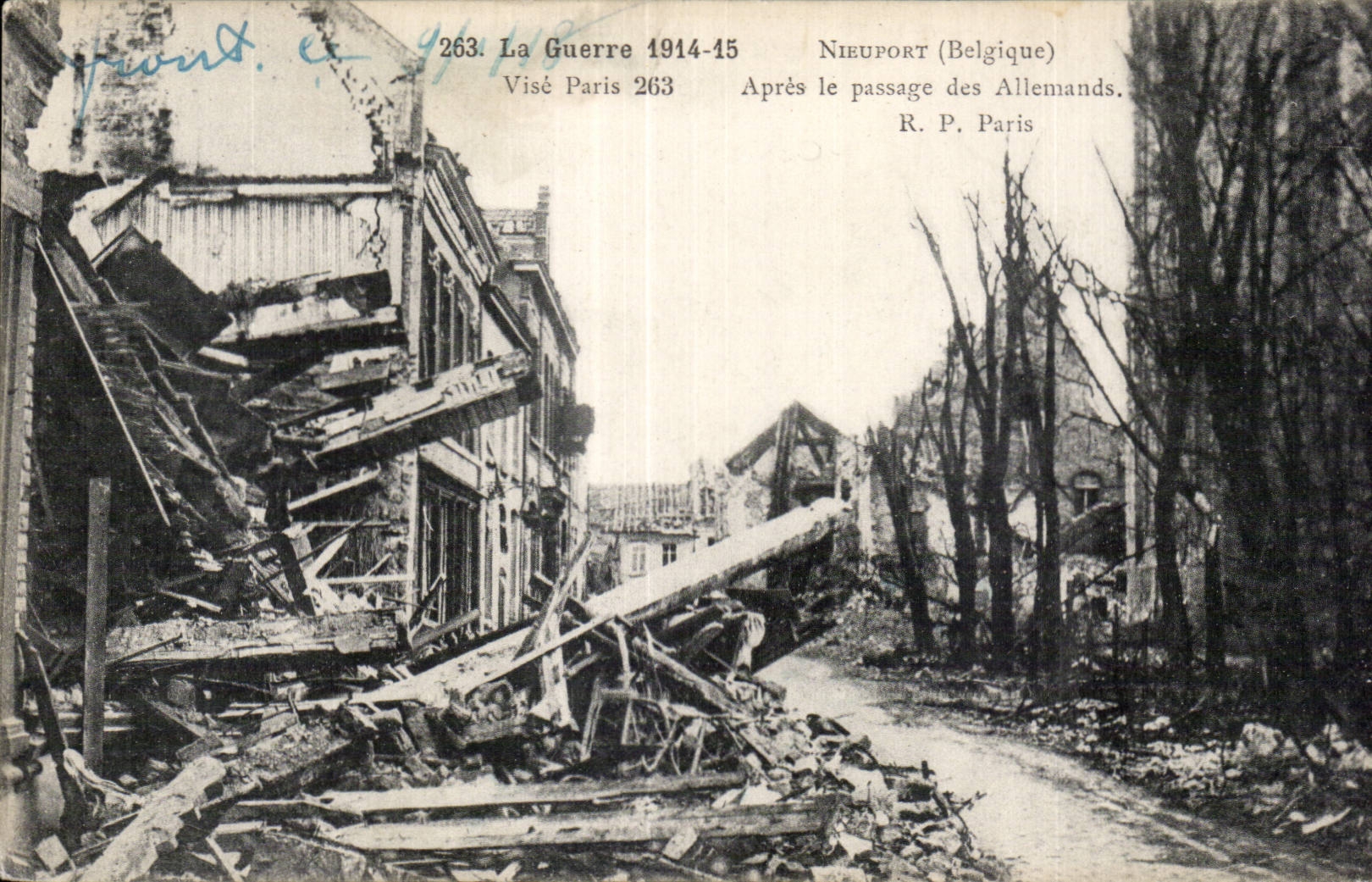 CPA Militaria Nieuport despues del paso del alemAn