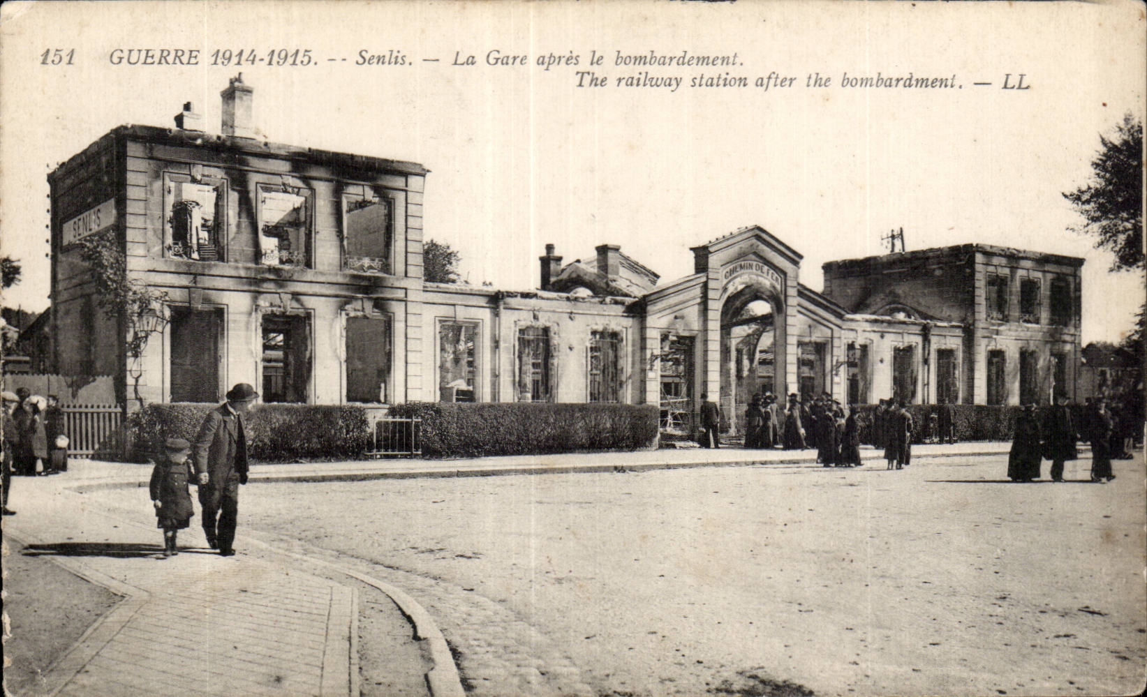 Estacion de tren de CPA Militaria Senlis despues del bombardeo