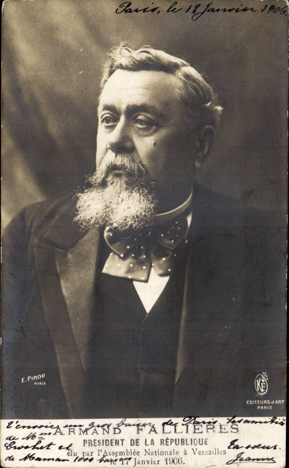 CPA President de la Republique ele par l Assemblee Nationale a Versaillesle17 janvier 1906