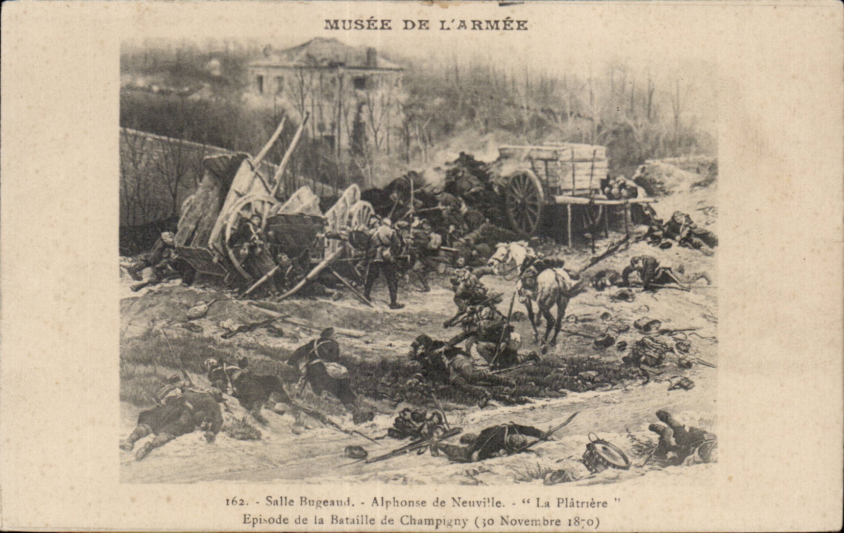 Museo de CPA Militaria del sitio armado Bugeaud Alfonso de Neuville el episodio del hoyo de tiza con la batalla de Champigny 1870