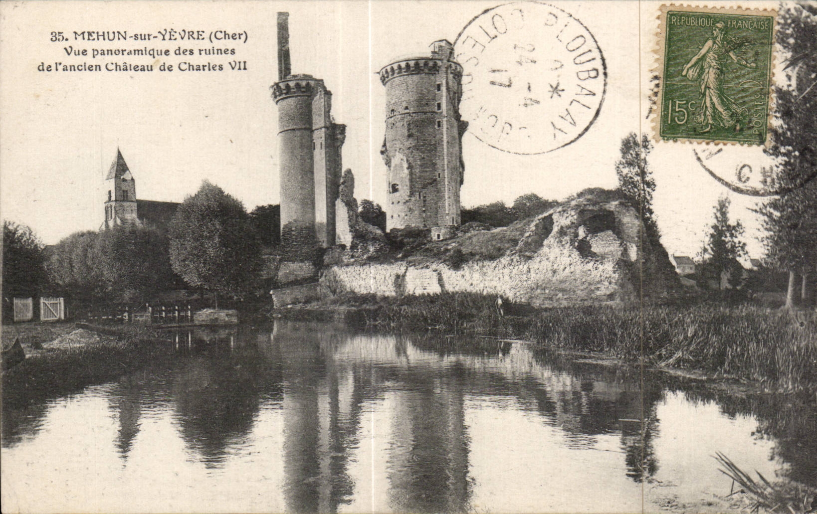 CPA Mehun on Yevre Panoramic View of the ruins of old castle of Charles VII