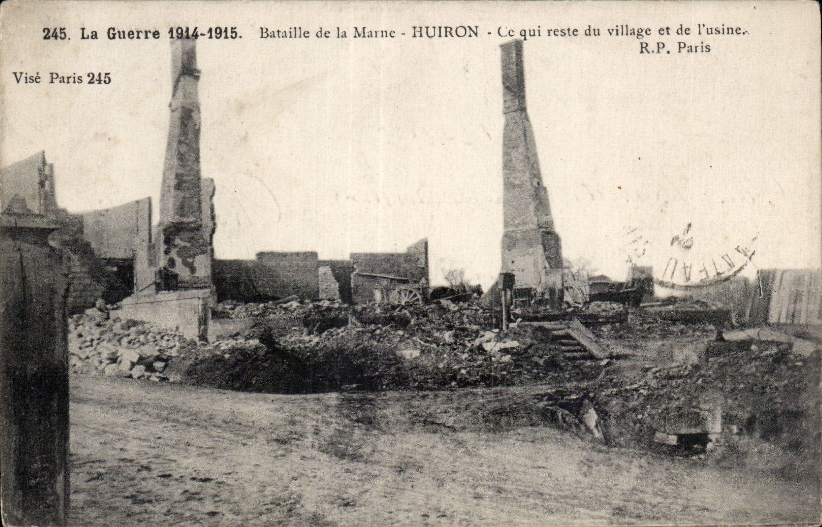 CPA Militaria the 1914 Bataille Great War of the Huiron Marne What remains village and machines