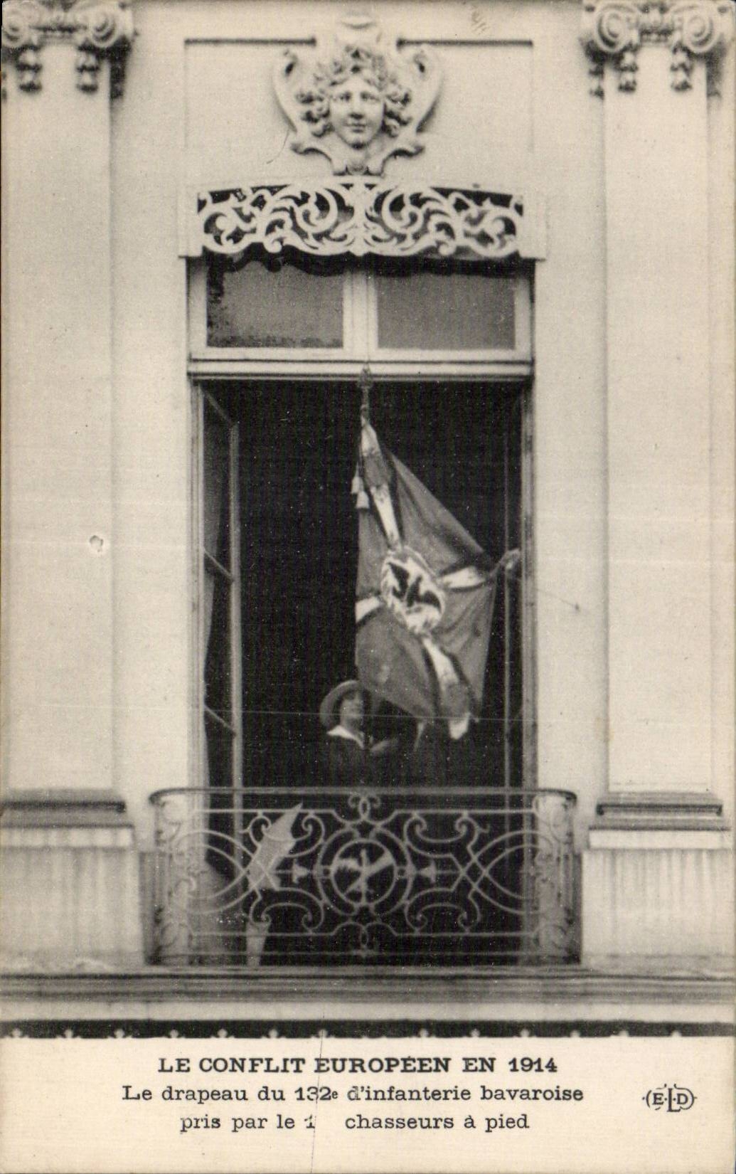 CPA Militaria Le conflit europeen en 1914Le drapeau du 132eme d infanterie bavaroise