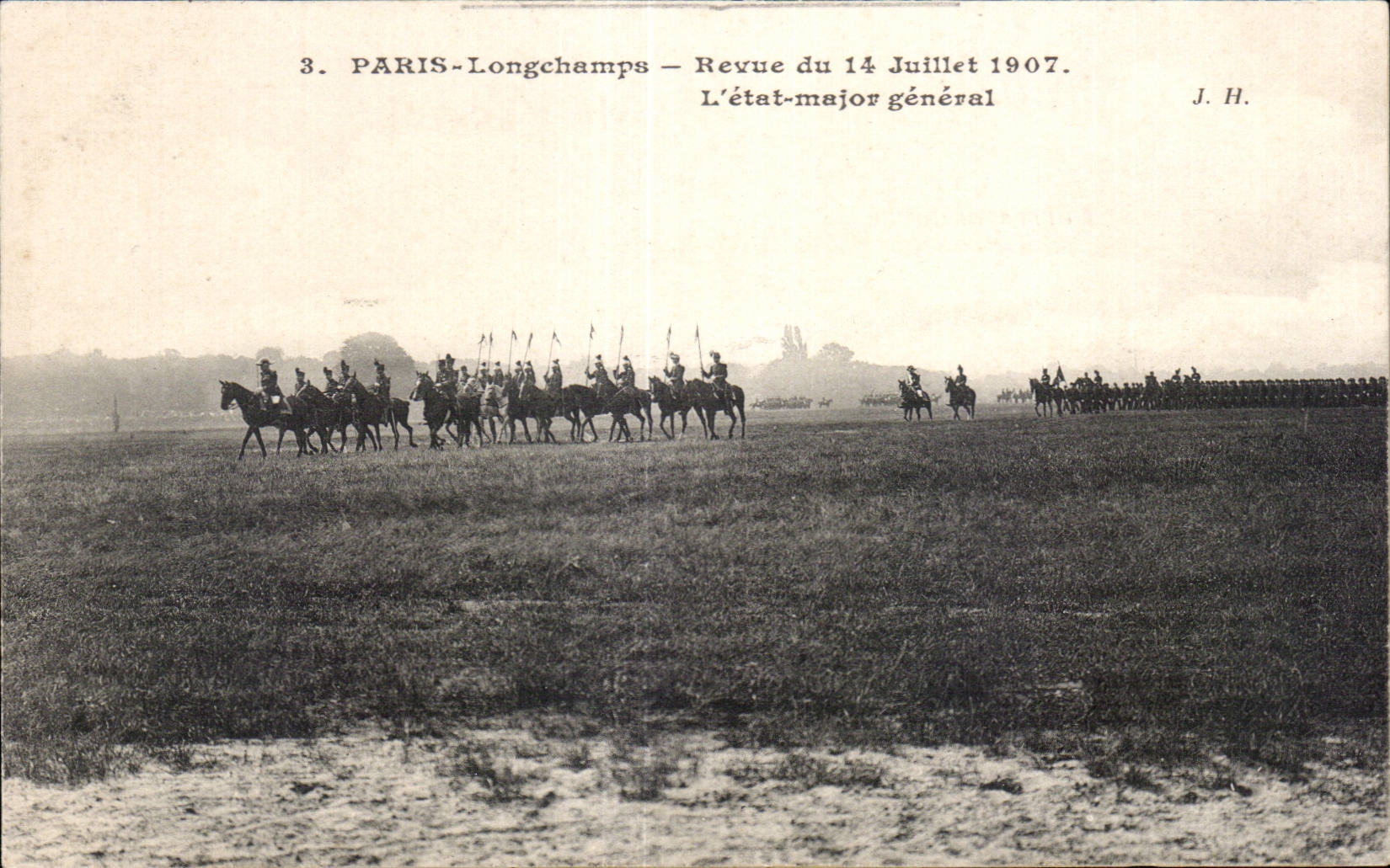 CPA Militaria Paris Longchamps Re-examined of July 14th 1907 state general major