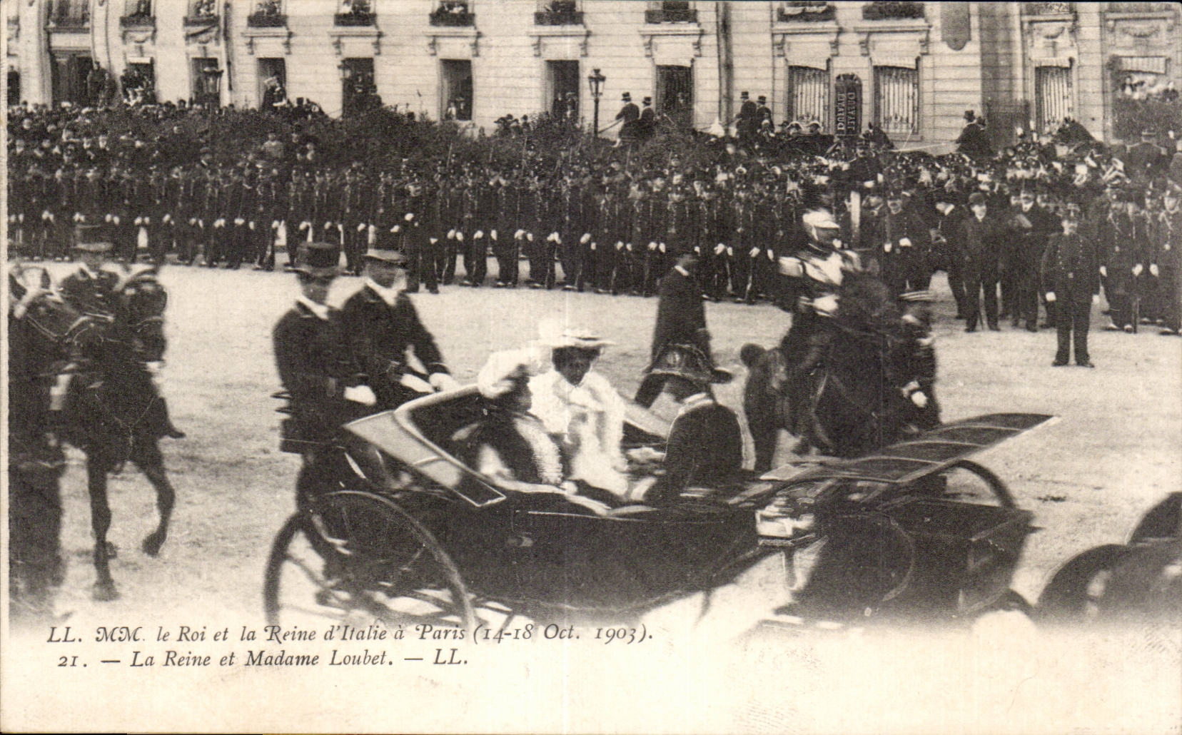 CPA Militaria Le roi et la reine d Italie a Paris (octobre 1903) La reine et Madame Loubet