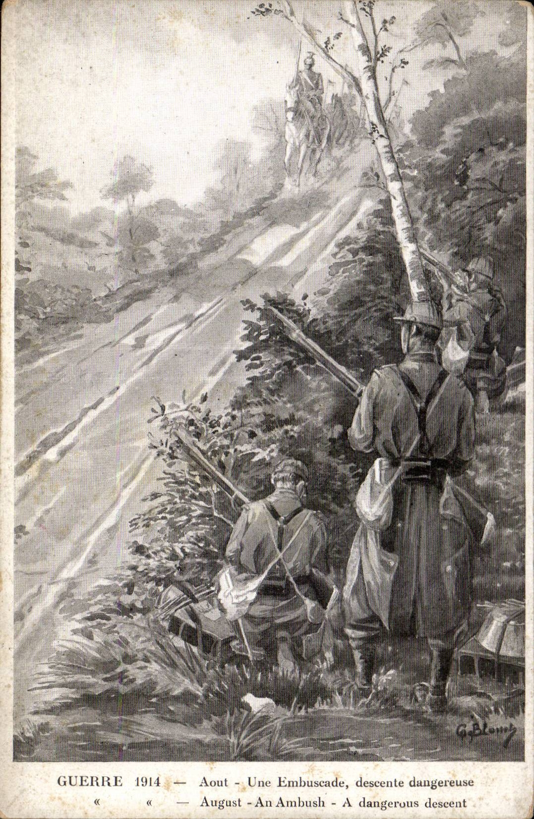 CPA Militaria War August 1914 a amLaye dangerous descent