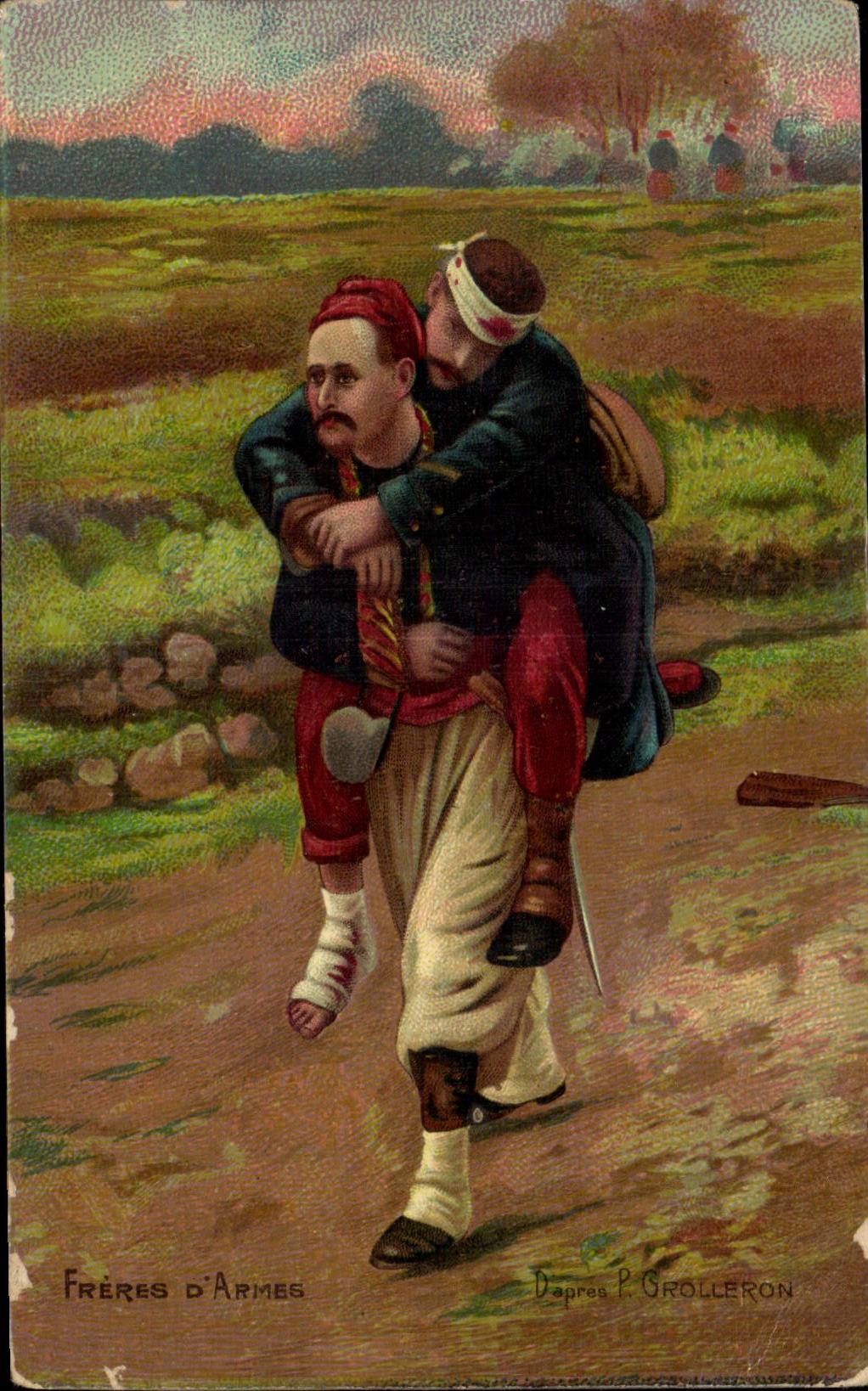 CPA Militaria Freres d armes