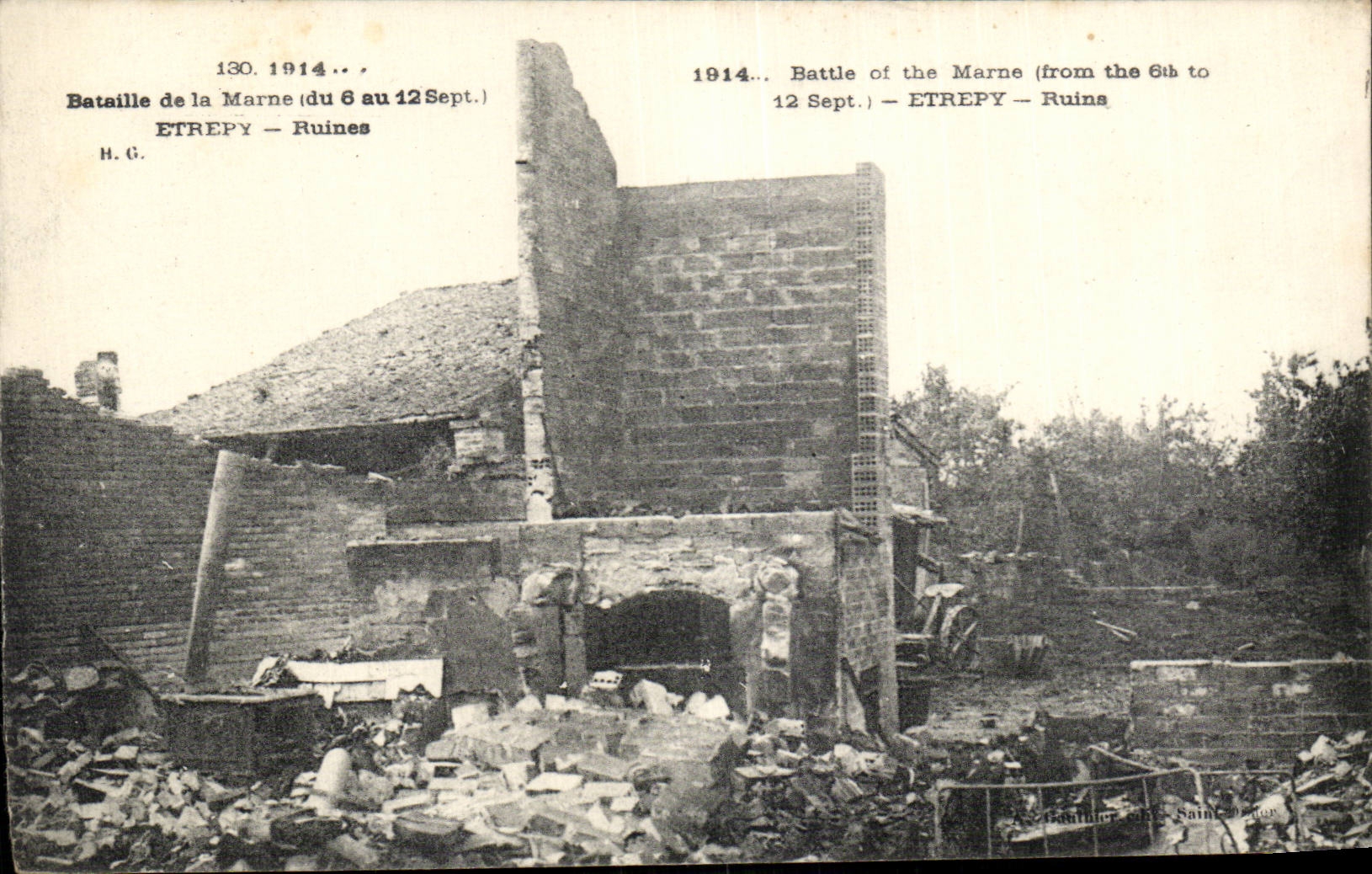 CPA Militaria Great War of 1914 Battles of the Marne Etrepy Ruines