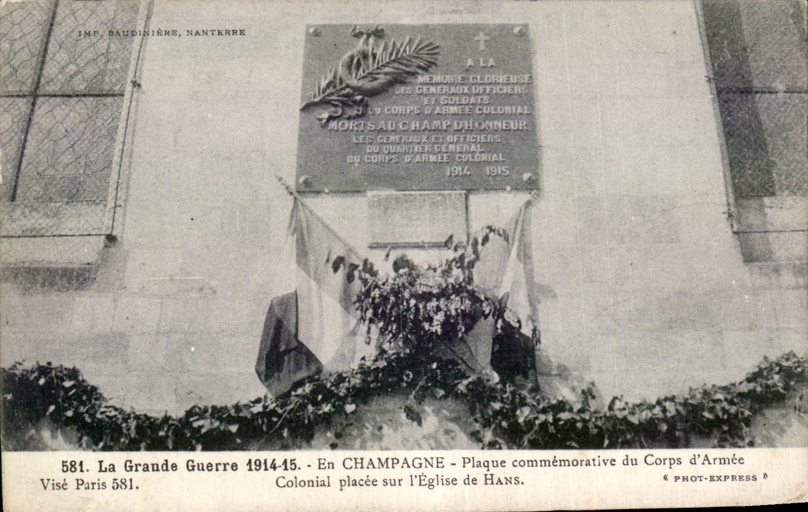 CPA Militaria Out of Champagne Commemorative plaque of the body colonial army places on church of Hans