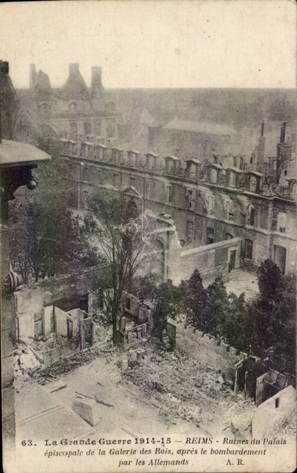 Episcopal CPA Militaria Reims Ruins of the palate of the gallery of the kings after the bombardment