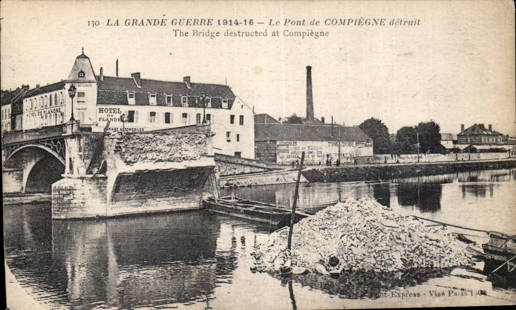 CPA Militaria the bridge of destroyed Compiegne