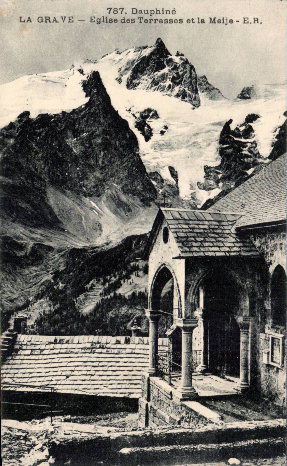 Low register - Church of the Terrace and Meije - CPA