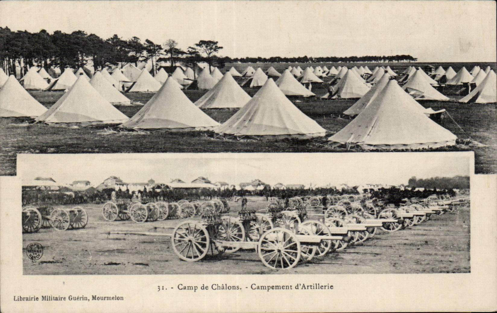 CPA Militaria Camp of Trawl-nets Camping artillery