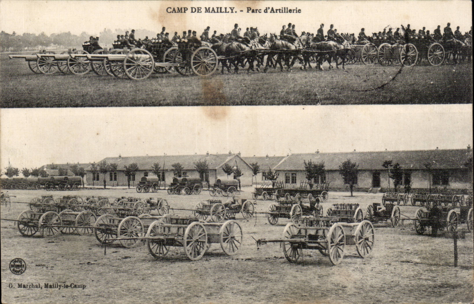 CPA Militaria Camp of Mailly Park artillery