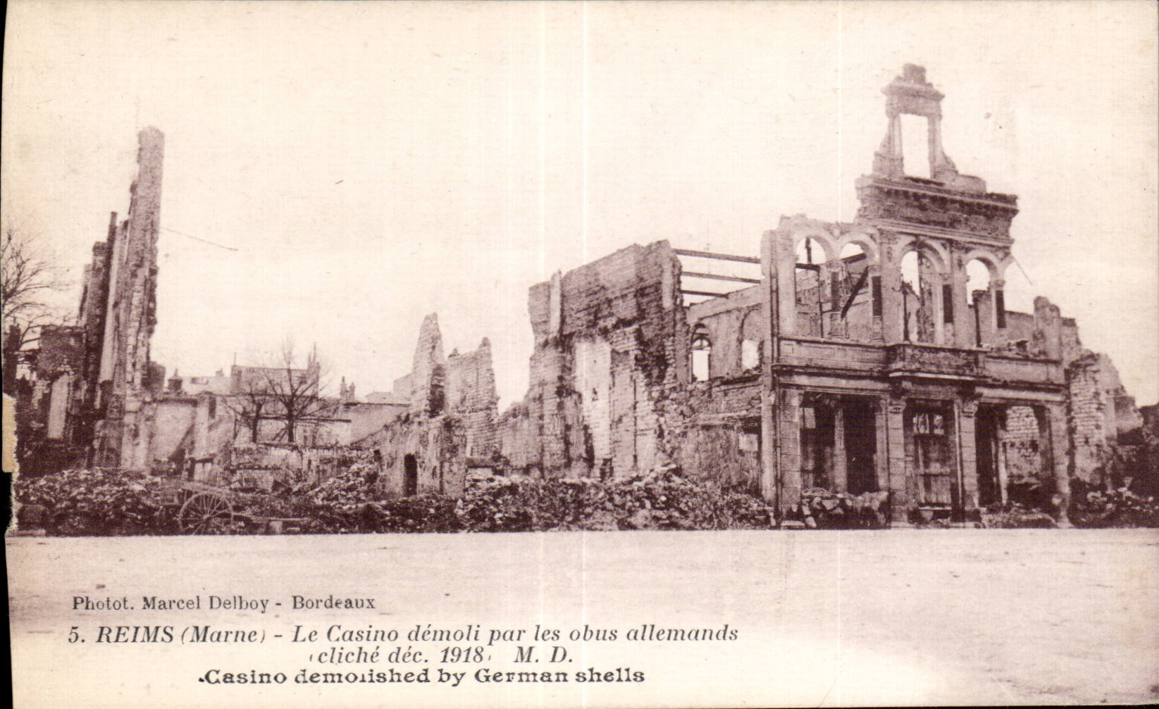 CPA Militaria War of 1914 Reims Le casino demolished by the German shells