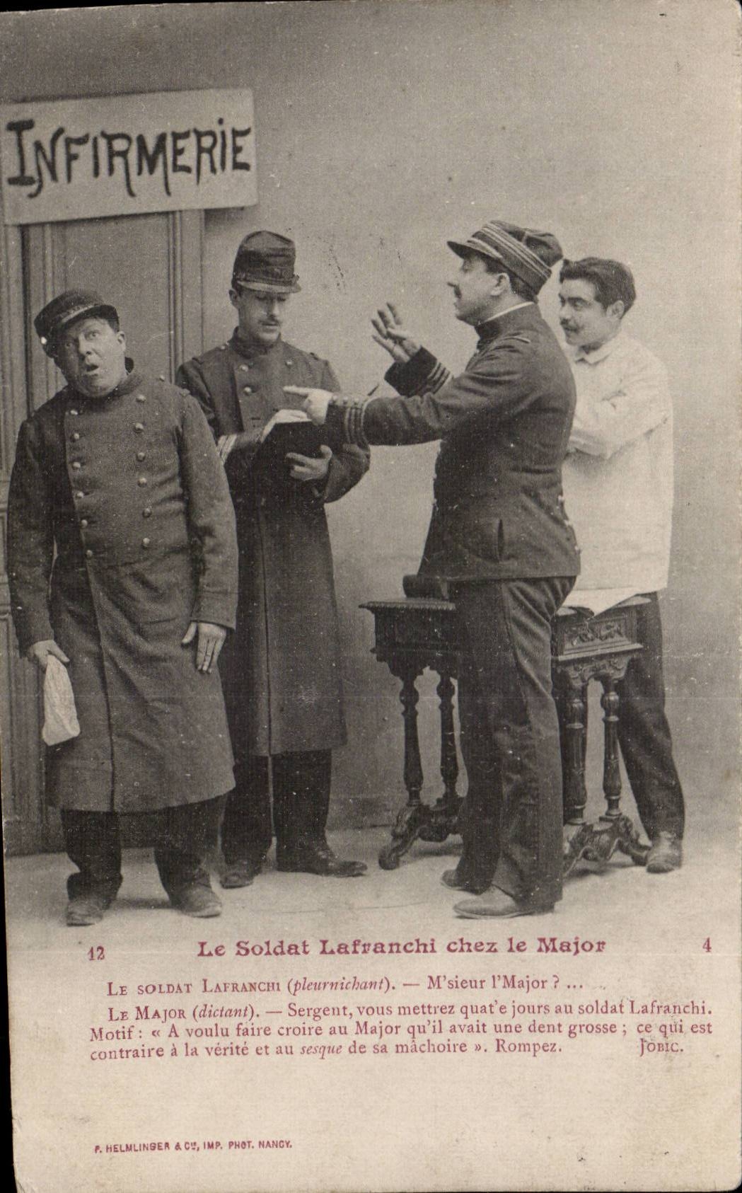 CPA Militaria the Lafranchi soldier in Major Infirmerie