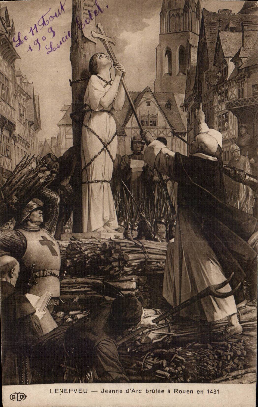 CPA Lenepveu Jeanne d arc brulee a Rouen en 1431