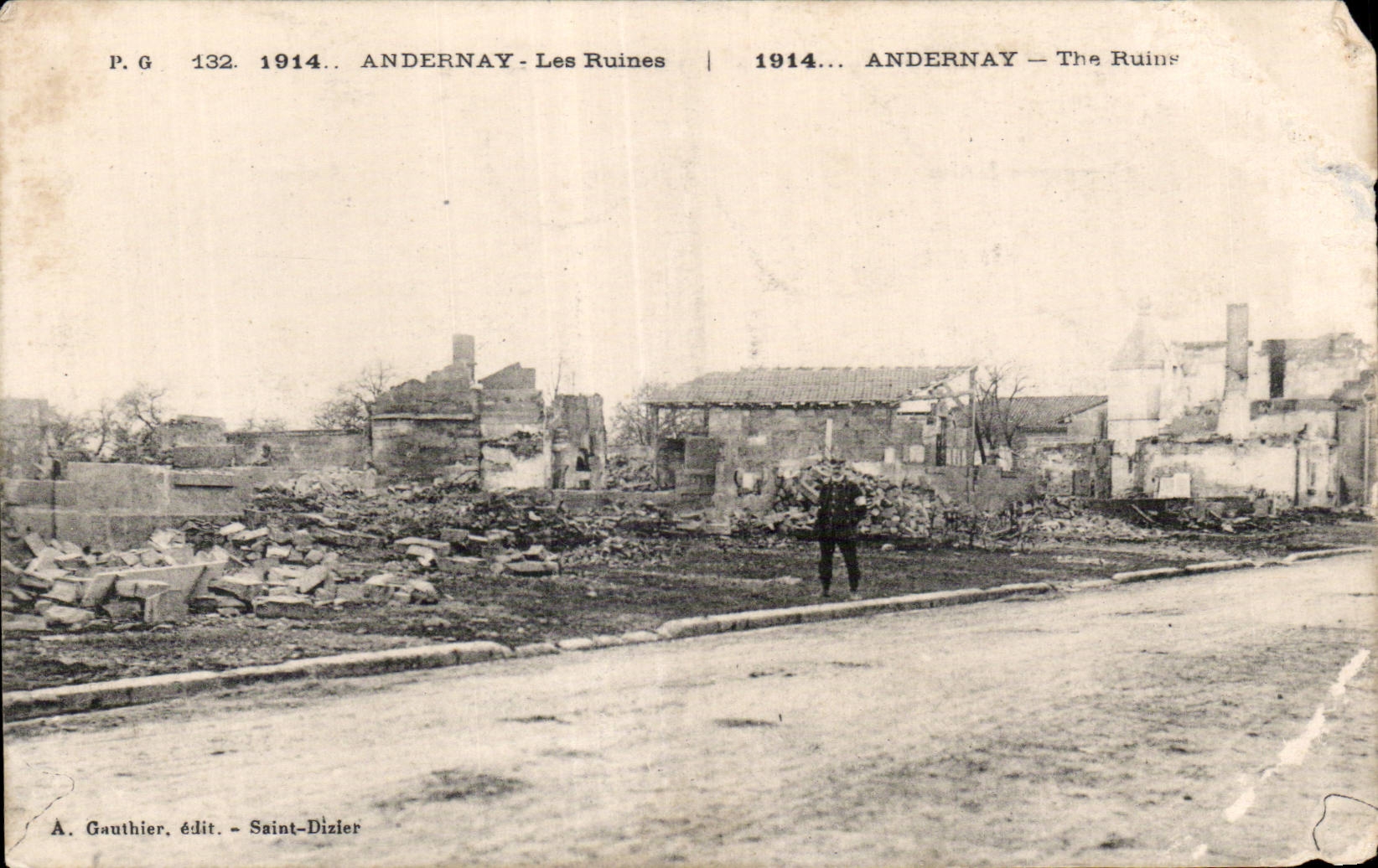 CPA Militaria Andernay ruins