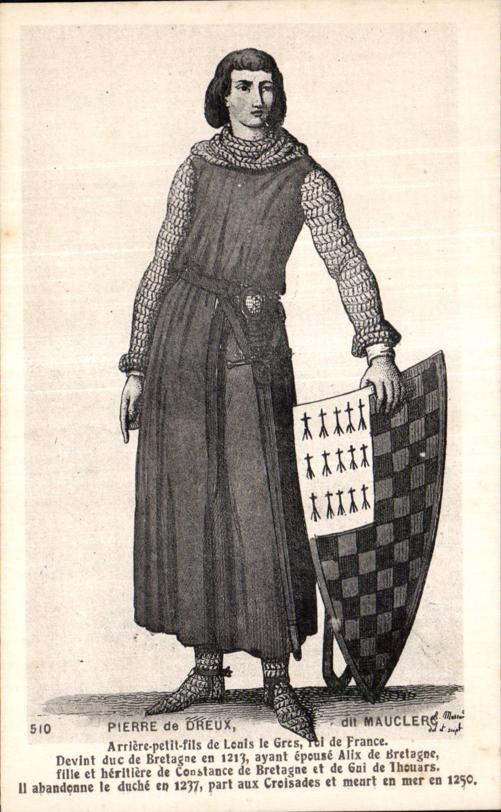 CPA Fantaisie Pierre de Dreux dit Mauclerc Arriere petit fils de Louis le Gros roi de France