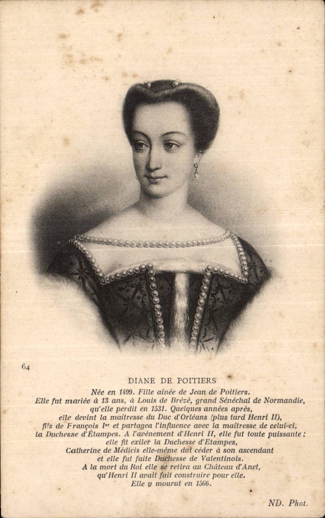 Familles Royales - Royal family - Diane de Poitiers - CPA