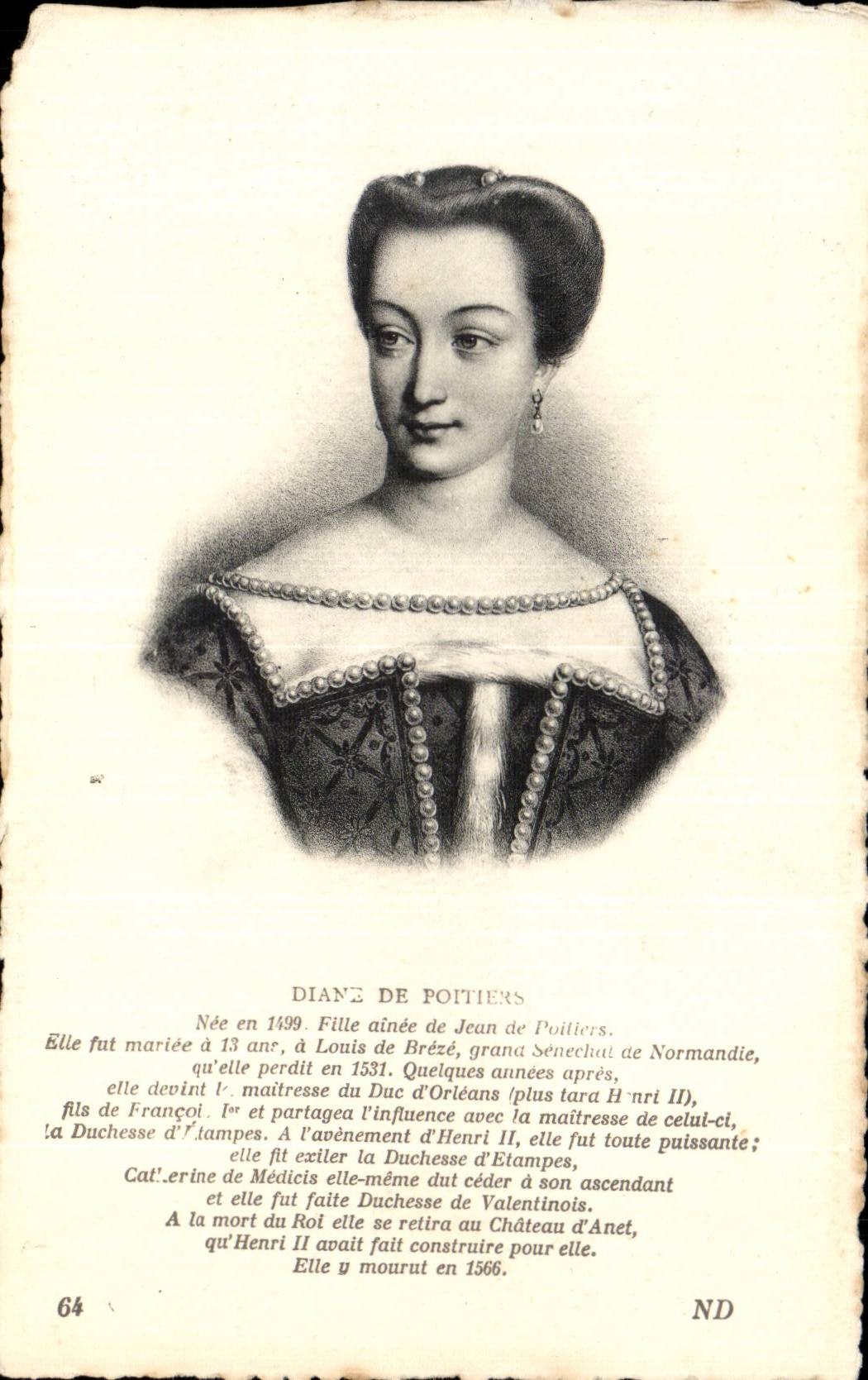 Familles Royales - Royal family - Diane de Poitiers - CPA
