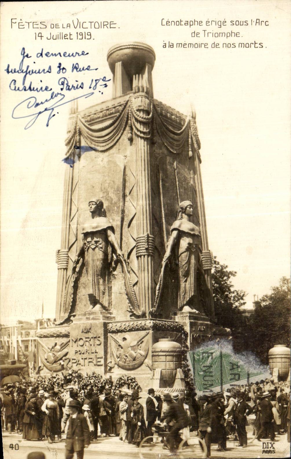 Paris - 8 - Festival of the Victoire - July 14th 1919 - Cenotaph sets up under Arc de Triomphe - CPA
