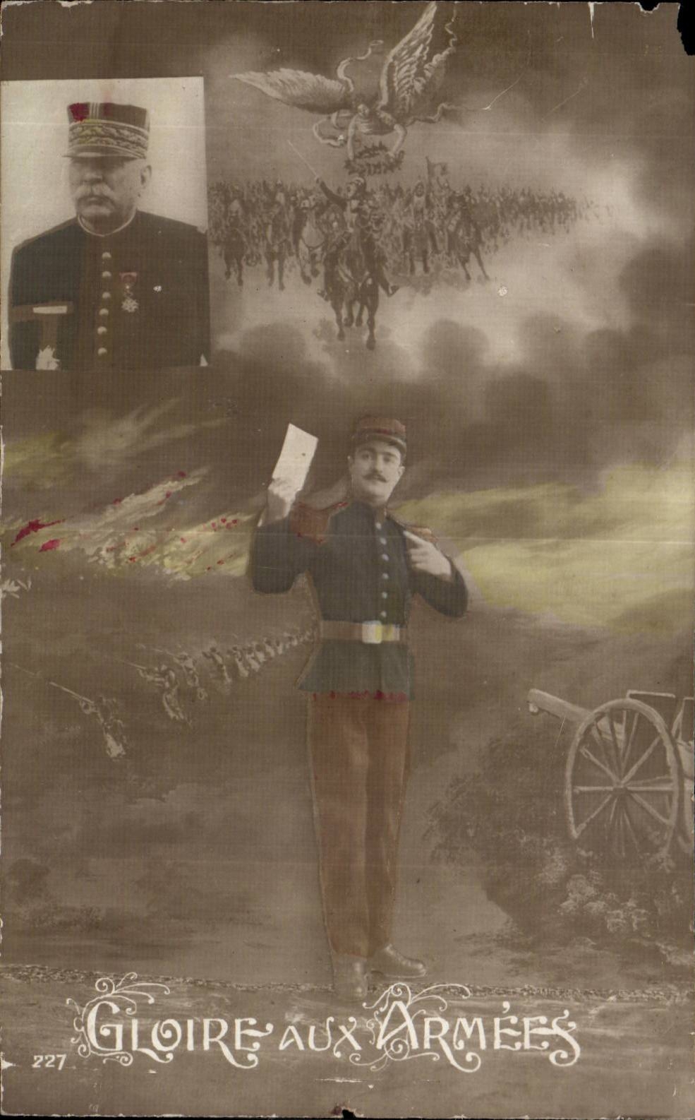 CPA Fantasy Militaria Glory with the armies