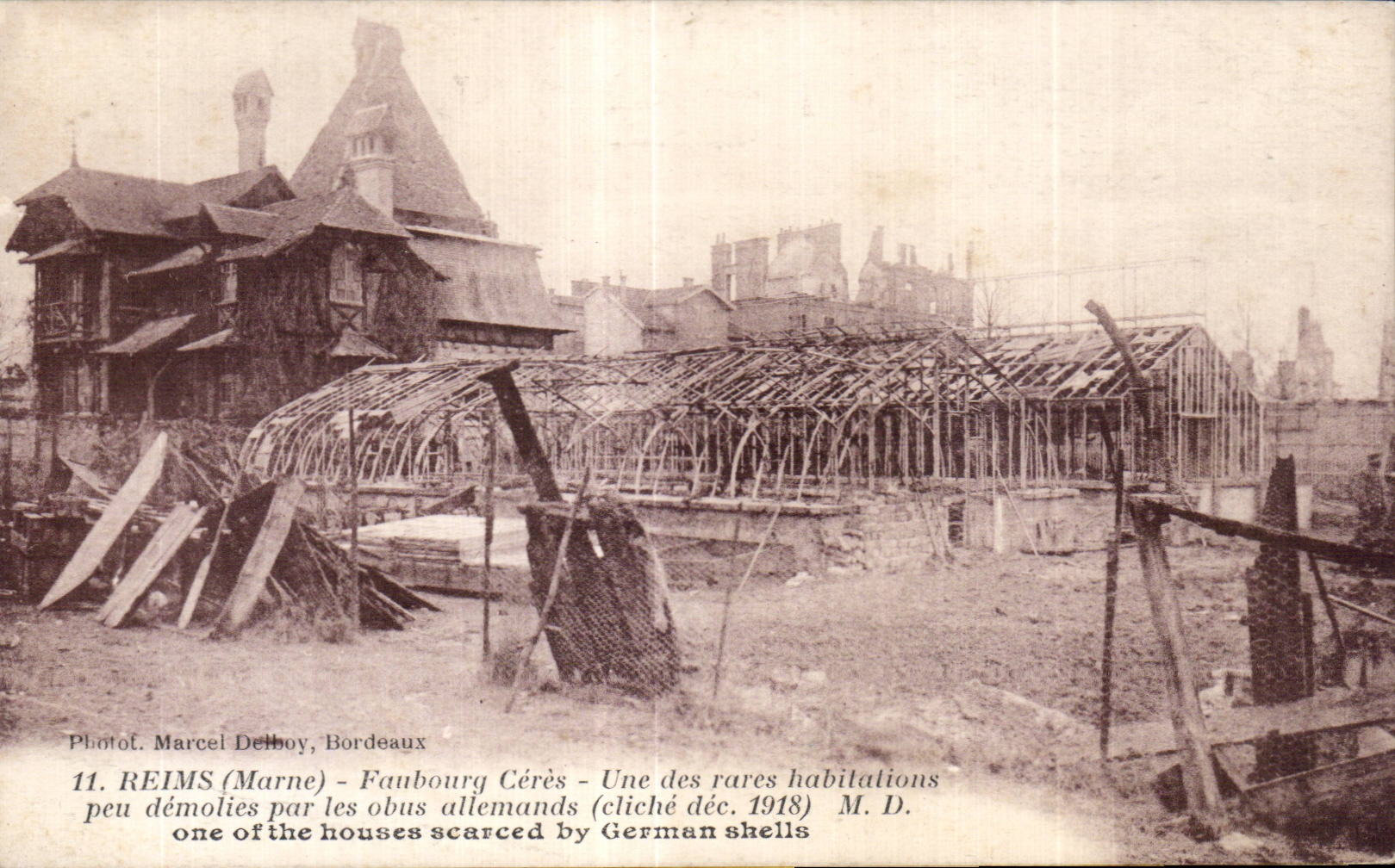 CPA Reims Ceres Suburb One of the rare dwellings little demolished by the German shells