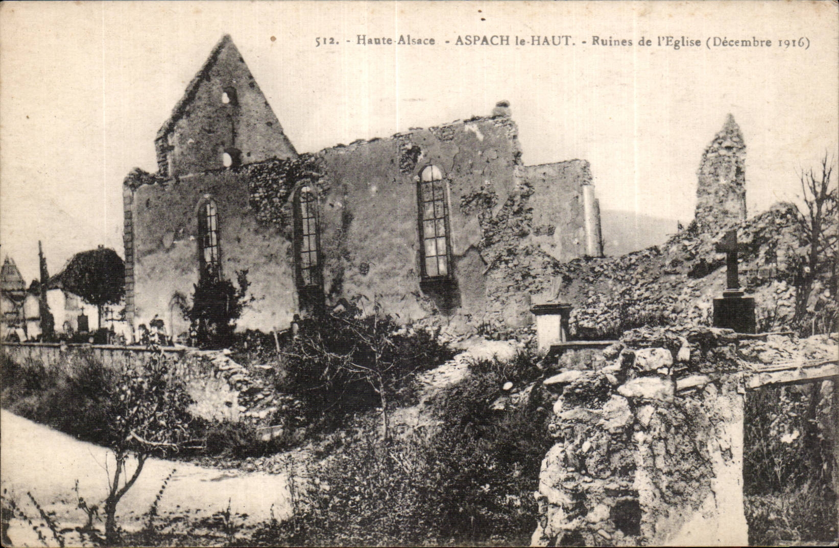 CPA Militaria Aspach High Ruins of church (December 1916)